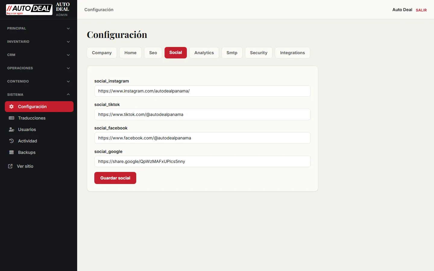 Configuración Social