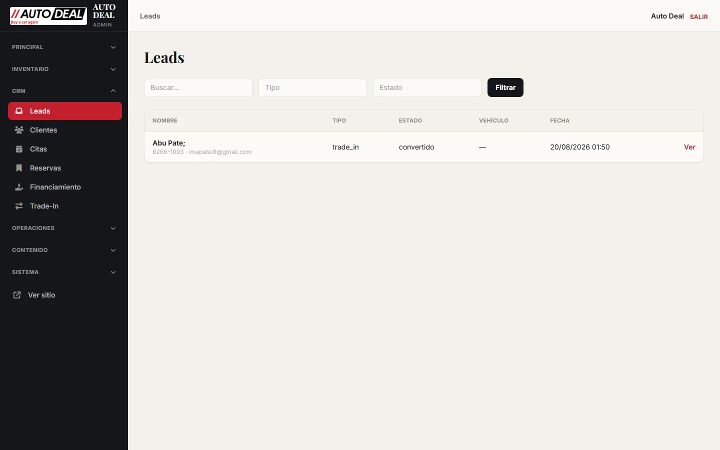 Listado de leads